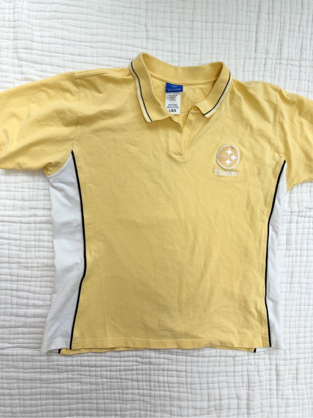 Reebok Pittsburgh Steelers Polo Shirt Women’s Large Yellow NFL Y2K Embroidered